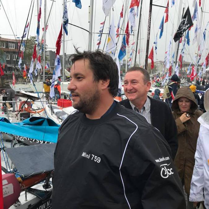 Antoine Cornic au départ de la Mini Transat 2017